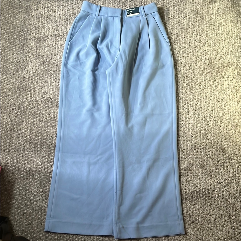 NWT Abercrombie& Fitch High-Waisted Ultra Wide Leg Periwinkle Blue Trouser Pants